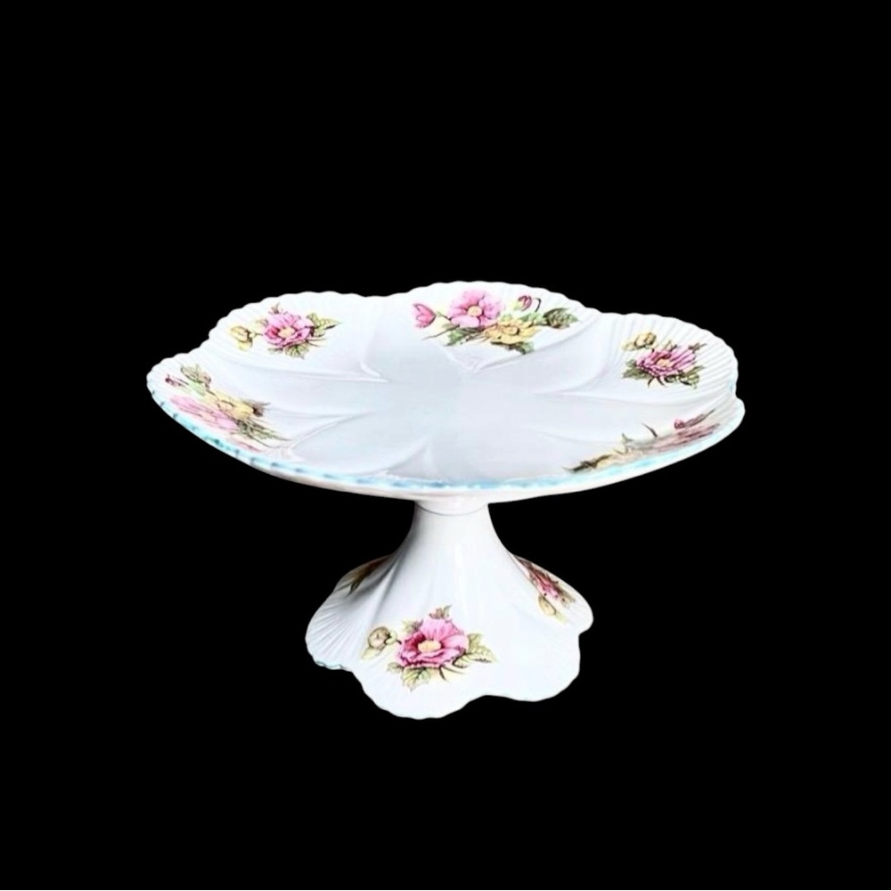 Shelley England Begonia Dainty Shape Pedestal Cake Stand Vintage